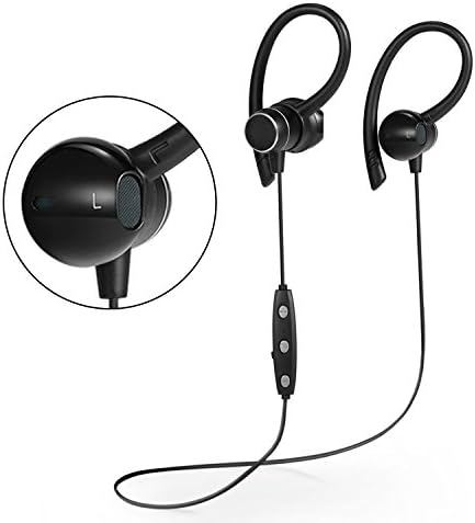 Wireless Sports Bluetooth Headphones V4.1 Shake Proof Earphones with Mic IPX5 Waterproof HD Sound with Bass Magnetic Attachment Earbuds for Gym Running Driving Leisure 9 Hour Battery Headsets (Black)
