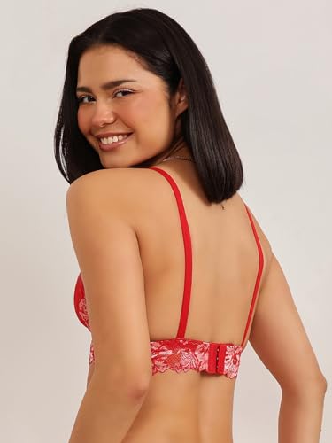 Image of Clovia Women Non-Padded Lace Bra- Demi Cup, Wirefree, Longline