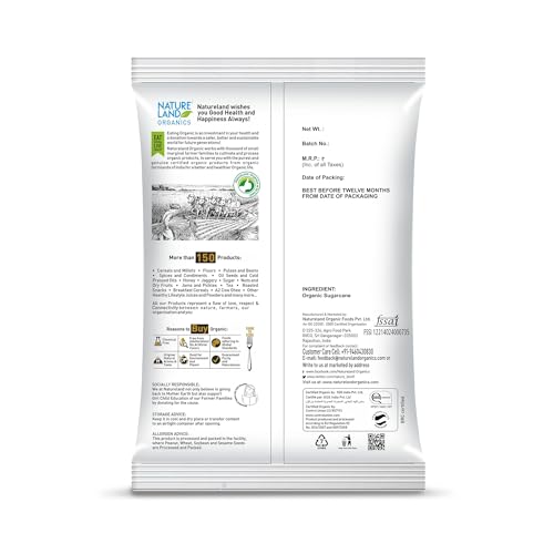 Image of Natureland Organics White Sugar 1 Kg (Pack of 6) - Organic Sugar