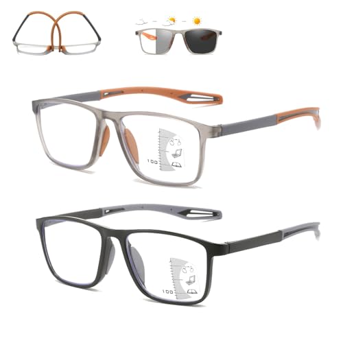 Chromoscope Reading Glasses, Sports Outdoor Aluminum Magnesium Ultra-Light Color-Changing Multi-Focal Reading Glasses (A,0)