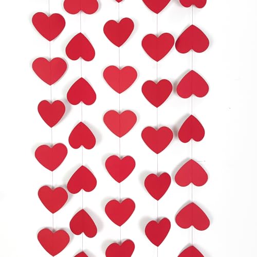 Hearts Garland Valentines Day Red Heart Hanging String Garland Heart Decor Banner Valentines Day Decorations Wedding Anniversary Festival Birthday Home Windows Background Party Supplie