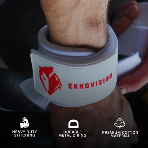 Image of Ekkovision EKKO Weight Lifting Straps With Cuffed D Ring, Wrist Support for Men, Heavy Duty Thick Comfortable Lifting Straps, Secure Fit, Enhanced Grip, Straps for Weightlifting & Gym Training