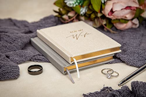Muujee For My Husband And For My Wife Wedding Vow Books (Set Of 2) - Grey And Ivory Embossed Hard Cover Notebook Journal For Wedding Ceremony Vow Renewal - Engagement Gift Ideas #TOP4