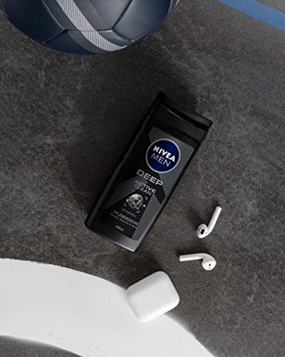 Nivea Men Deep Active Clean Shower Gel (250 ml), Revitalising Shower Gel with Activated Charcoal, pH Skin-Friendly Shower Gel for the Body, Face and Hair - Image 3