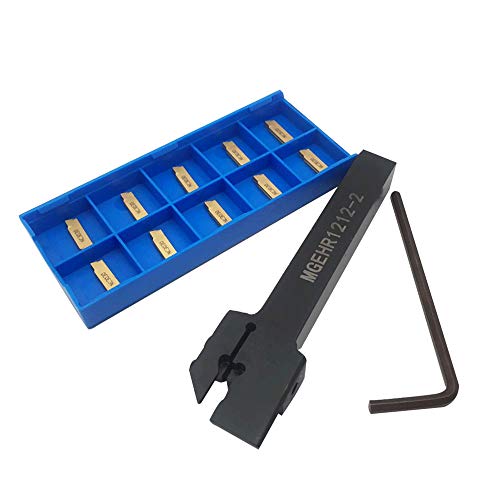 GBJ MGEHR1212-2 Grooving Tool Holder Cutter Holder with 10pcs MGMN200 nserts for Semi-Finishing and Finishing