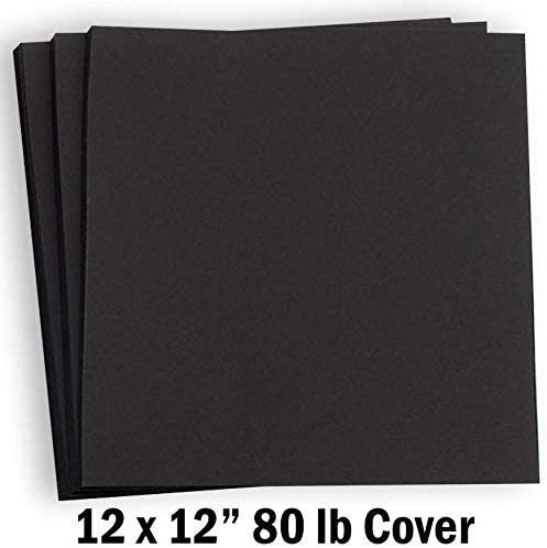 Hamilco Black Colored Cardstock Scrapbook Paper 12X12 Heavy Weight 80 Lb Cover Card Stock - For Craft Calligraphy Or Chalkboard Papers For Printer - 25 Pack #TOP1