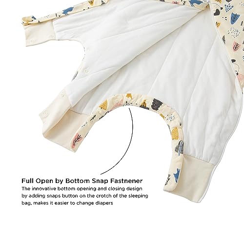 Image of Duomiaomiao 3.5 TOG Toddler Sleep Bag 12-24 Months 100% Cotton Winter Side Open Zipper Baby Sleep Sack with Feet, Warm Toddler Wearable Blanket