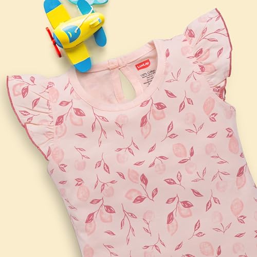 Image of LuvLap Baby Girls Regular Fit 100% Cotton Half Sleeves Girls Top CoSet Pack of 3