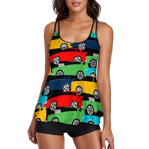 Tankini maillot de bain 3 pièces avec short et robe de plage pour femme