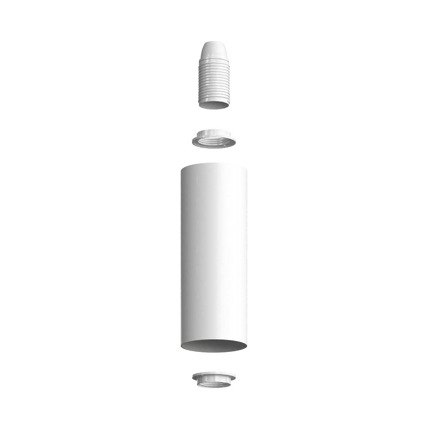 creative cables Fermaluce Flex 30 Leuchte mit Mini Baldachin mit Schalter und Strahler mit Tub-E14 Lampenschirm - con Lampadina, Bianco Opaco