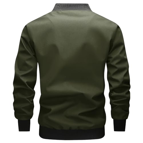 evzosrz Men's Military Jacket with Multi Pockets Lightweight Zip Front Stand Collar Bomber Jackets Casual Windbreaker Coats2