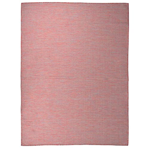 Vopese Alfombra de tejido plano para exteriores, 120 x 170 cm, color rojo, alfombra para el suelo, fácil de limpiar, alfombra al aire libre para patio, terraza, balcón, patio trasero, jardín y picnic