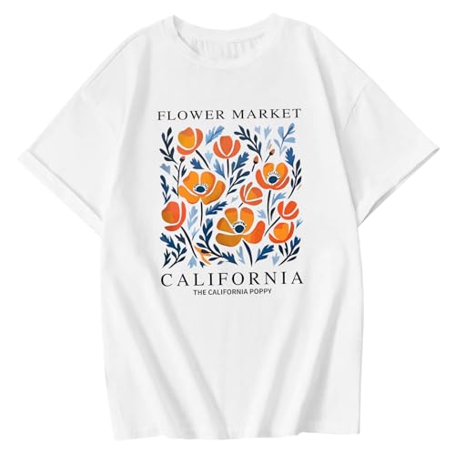 California Poppy Shirt Cute Shirts for Girls Flower Floral Wildflower T Shirt Graphic Tees Short Sleeve Summer Tops2