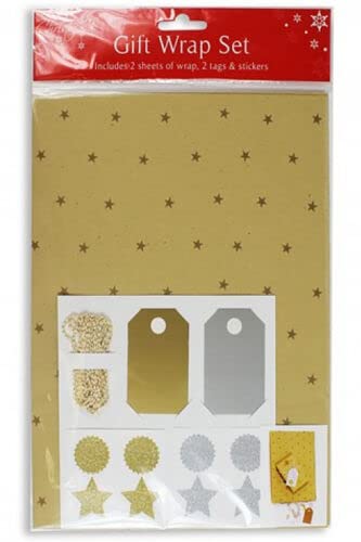 Buystarget Gift Wrap Set Christmas Wrapping Paper Present Party Tags Stickers String Ties