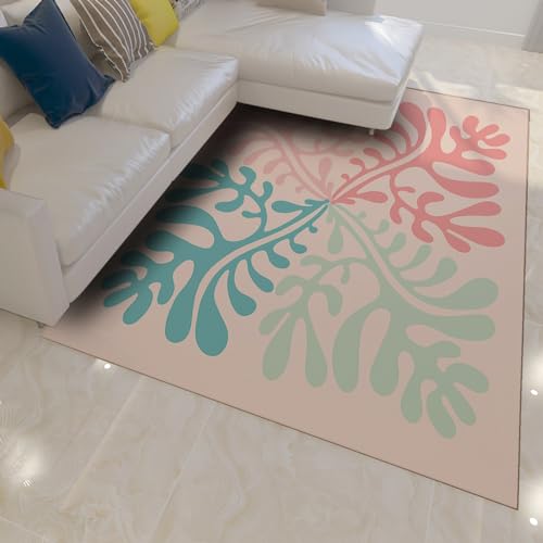 Tapis algues rouges antiderapant lavable style Matisse grand format
