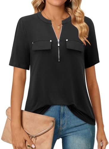 Bulotus Womens Blouses and Tops for Work, Short Sleeve Work