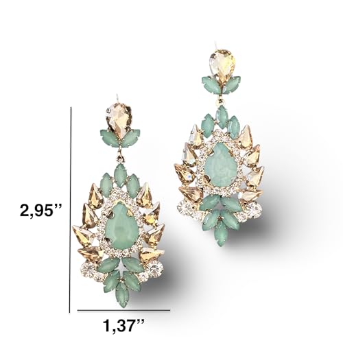 Elegant Crystal Rhinestone Drop Earrings for Brides and Bridesmaids - Blue Dangle Chandelier Earrings Silver Plated Brass with Push Back - Perfect for Weddings, Proms, and Special Occasions - 1" Length, 0.18" Width, Sparkling Jewelry2