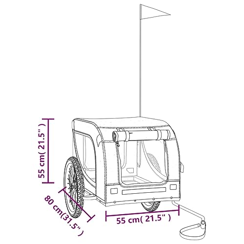 Vidaxl Rimorchio Da Bici Per Animali Grigio E Nero Oxford E Ferro - 9
