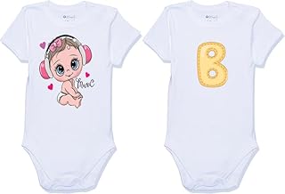 Two 100% cotton bodysuits with distinctive shapes for newborn babies girl (B)