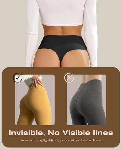 Image of oshkang Thongs for Womens High Waisted Seamless No Show Underwear 6 Pack | Invisible Sexy Breathable Panties,Workout Comfortable Ladies Undies,for Yoga Pants,Legging,No Visible Panty Line,All Day Wear