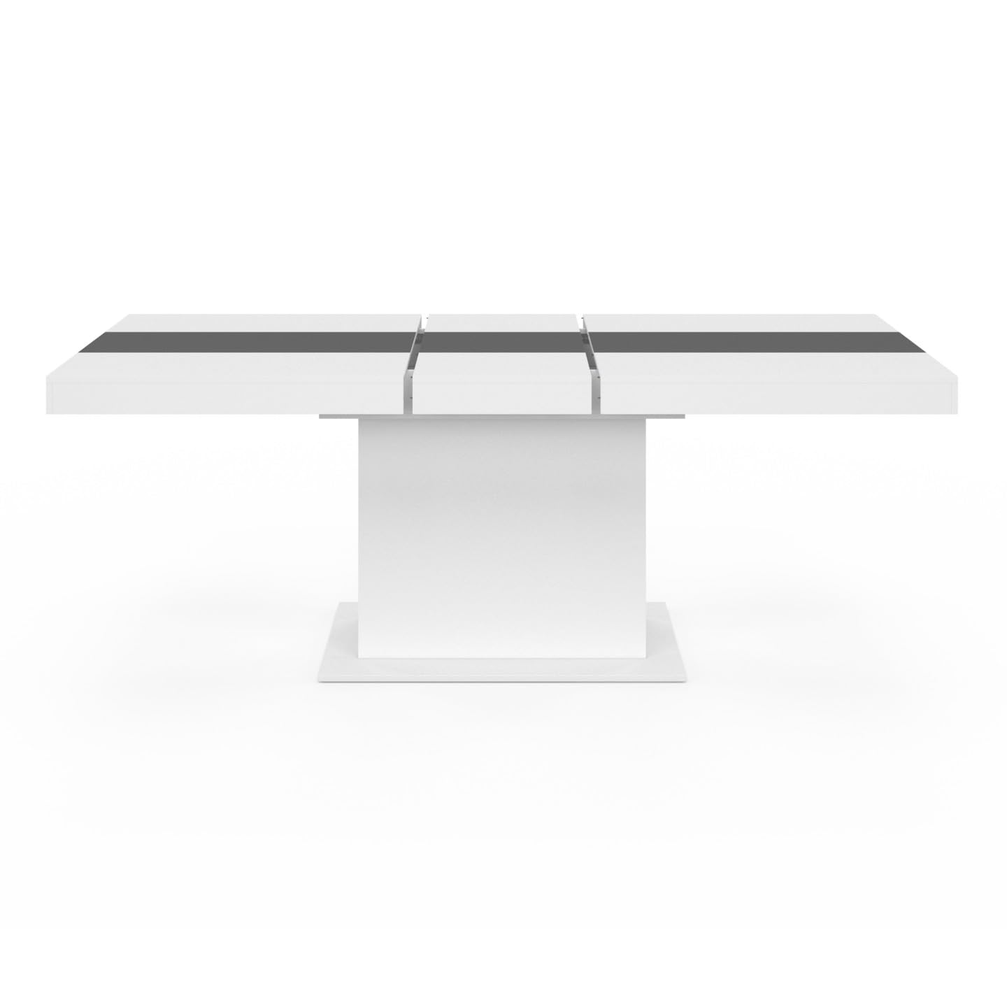 IDMarket - Tavolo da pranzo rettangolare allungabile EDEN 6-10 persone bianco con fascia centrale grigia 160-200 cm