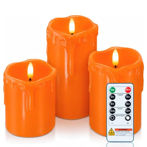 Image of Homemory Black Drip Real Wax Flameless Candles with Remote Timer, Set of 3