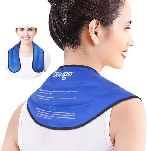 NEWGO Kühlpads Nacken & Schultern, Upgraded Kühlakku Gel Lindert Nackenschmerzen, Wiederverwendbare Gel-Eiskompresse für Nacken und Schultern mit weicher Plüschfütterung