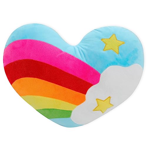 zxmbeddings 17.7'X13.8'Heart Pillow Stuffed Rainbow Heart Shaped Throw Pillow Plush Toy,Star
