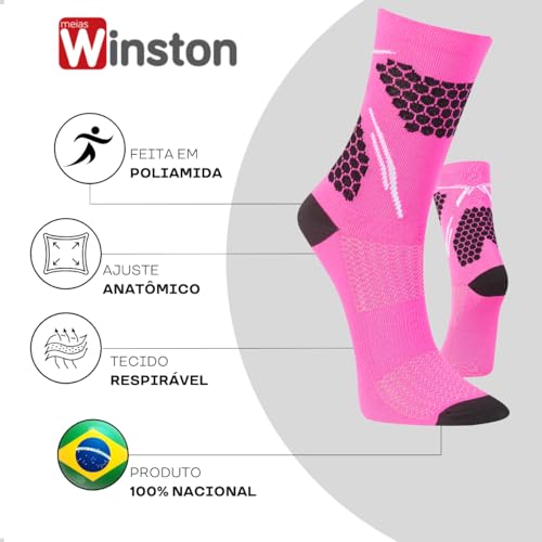 Kit 2 Pares Meia Cano Alto Feminina Ciclismo Esporte Sport (BR, Numérico, 40, Regular, Regular, 37-4