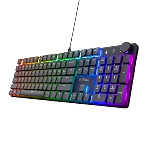 Trust Gaming GXT 866 Torix Clavier Mécanique QWERTY US, Linéaire Huano Switches, Éclairage RGB, Anti-Ghosting N-Key Rollover USB Programmable Gaming Keyboard PC Portable – Noir