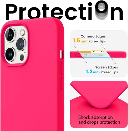Image of Back Cover for iPhone 13 Pro Case,[Military Shockproof Protection] Liquid Silicone Case with [Soft Anti-Scratch Microfiber Lining for iPhone 13 Pro (Hot Pink)
