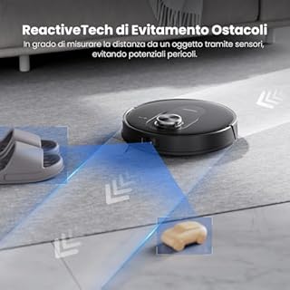 Proscenic Q8 Max+ Robot Aspirapolvere Lavapavimenti con Mappatura 8000Pa, 200 min, Evitamento Automatico Degli Ostacoli, Robot aspirapolvere con WiFi/Alexa/App, per Tappeti/Pavimenti/Peli