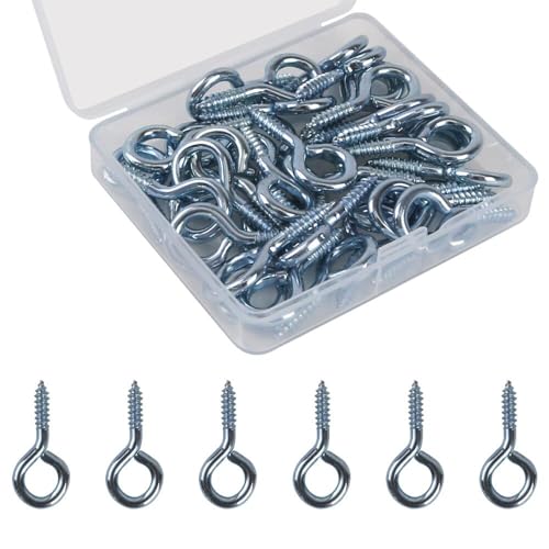 KAKULO Viti a occhiello, ganci a occhiello, resistenti, con anello chiuso, per legno, montaggio a parete, supporto per amaca, uso interno ed esterno (40 pezzi, 30 mm)