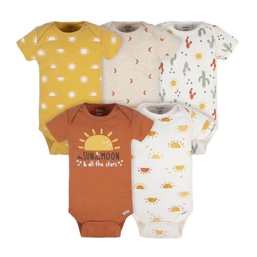 Image of Gerber Unisex Baby 5-Pack Short Sleeve Variety Onesies Bodysuits