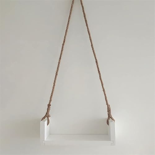 Miniatura 3 de Accesorios de fotografía para bebé recién nacido, asiento de columpio de madera para colgar en interiores con tablero de columpio de cordel,