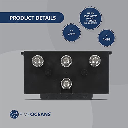 Five Oceans Fo3292 Dual Direction Reversing Windlass Solenoid, 2-Wire Motors, 12 Volts, Up To 1500 Watts, Built With Grade Marine Materials, Easy Installation #TOP2