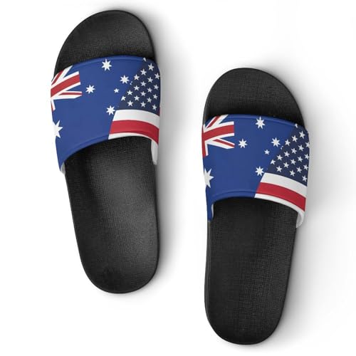 Flag of U.S. Australia Flag House Sandals Non-Slip Bathroom Slippers Beach Summer Shoes for Men Women