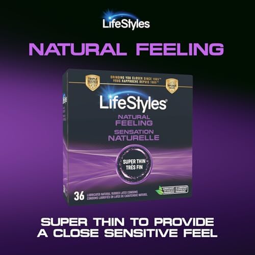 LifeStyles Natural Feeling Condoms - 36 Count - Lubricated Natural Rubber Latex Condoms, Paraben-Free, Packaging May Vary
