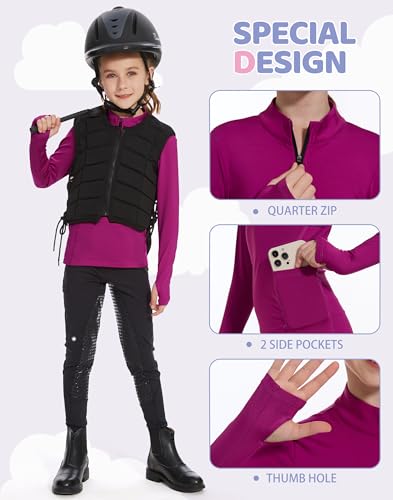 M MOTEEPI Fleece Girls Long Sleeve Shirts Quarter Zip Pullover Equestrian Girls Fall Winter Jackets4