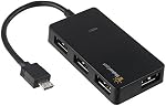 Micro USB OTG Hub for Raspberry Pi Zero 4 Port High Speed Sync and Extension Cable Adapter Also Works with Android Tablet Raspbian Jessie Linux
