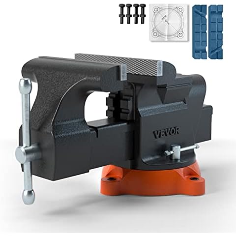 VEVOR 6-inch Bench Vise w/ Anvil and Swivel Base Cover
