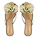Only maker Orchid Heels for Women Square Toe Low Heeled Sandals Sexy Slip On Green Satin Heels with Orchid Flower For Wedding Bridal Fashion Party Dress Open Toe Mid Block Heeled Sandals Size 12