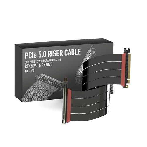 LINKUP PCIe 5.0 Riser Cable | Vertical GPU Mount | Left Angle, 50cm