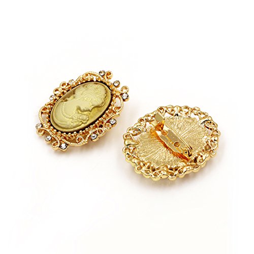 Weimanjewelry Lot 24Pcs Classic Crystal Rhinestone Flower Vintage Victorian Cameo Brooch Pin Set For Women (Gold) #TOP5