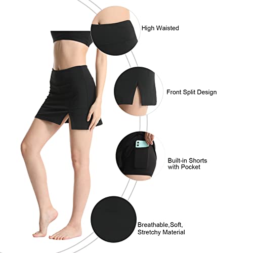WKLOUYHE Tennis Skirts for Women Golf Athletic Skirts Mini Workout Running Shorts with Pockets3