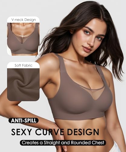 Image of Wireless Bras for Women (34C-42DD), Extremely Comfortable Seamless Bra Mesh Bralettes Adjustable Straps Everyday Bra