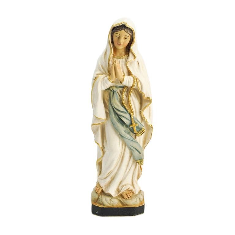 Figurine Vierge de Lourdes DRW 20 cm en résine peinte à la main pour un intérieur élégant