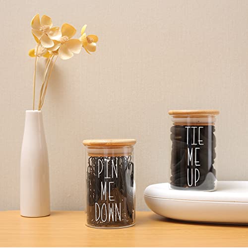 Momeemo Apothecary Jars With Lids For Bathroom Organization, Qtip Holder Glass, Cotton Ball Holder, Hair Tie Organizer, And Bobby Pin Holder Are Great For Bathroom Accessories. (Set Of 4, Ties & Pins) #TOP3