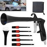 Tornado Air Cleaning Gun with Rubber Guard and Brass Adjustable Air Flow Nozzle, Air Blow Gun Car Cleaning Kit, Works with Air Compressor, Air Gun Blower for Car Dust Removal & Detailing