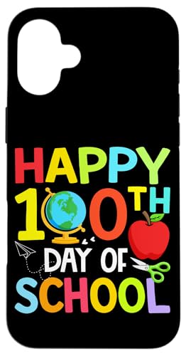 Happy 100th Day of Kindergarten Teacher Boys Girls 100 days �X�}�z�P�[�X iPhone 16 Plus �p